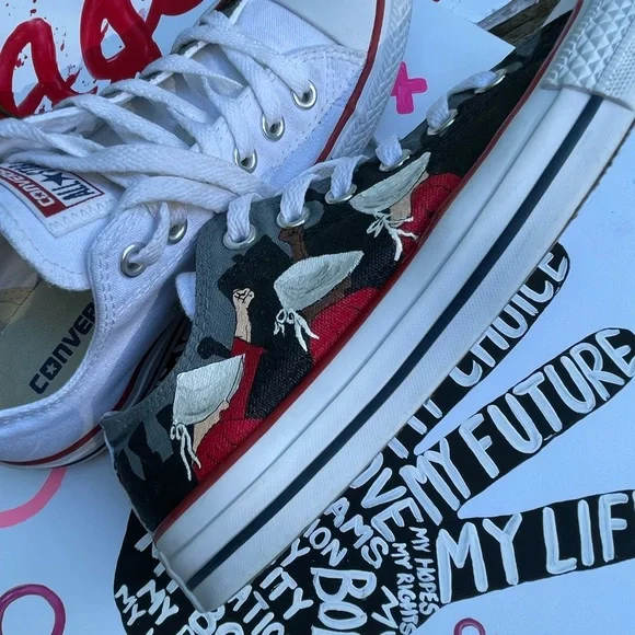Converse Roe vs Wade Abortion Rights Sneakers Handmaid’s Tale Design. W-7 M 5 - Picture 2 of 9